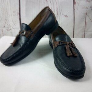 Brass Boot Sheepskin Two Tone Leather Slip On Tasseled Loafer Shoes Size…